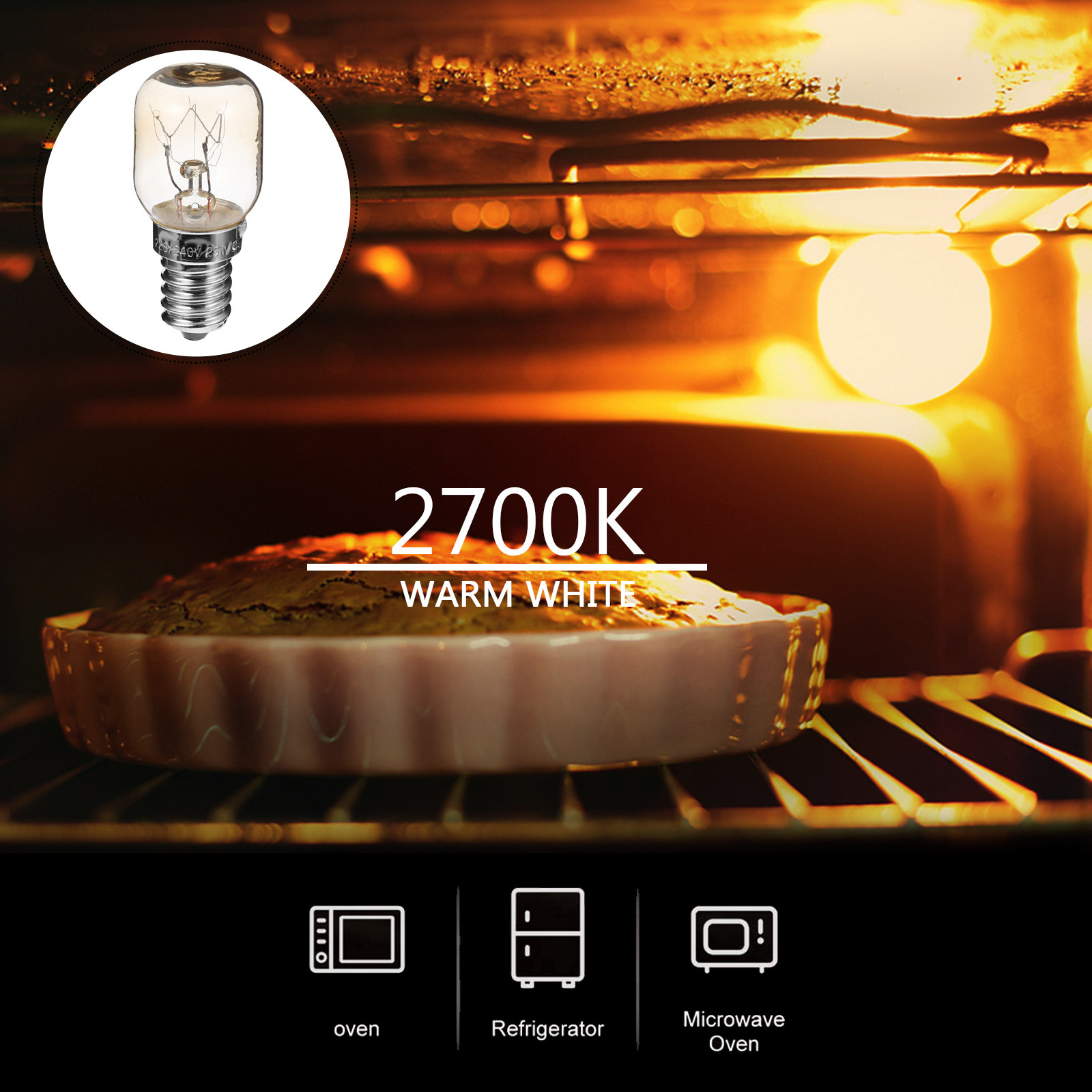 Microwave Oven - หลอดไฟเตาอบ 4 ชิ้น ทนความร้อน ทังสเตน E14