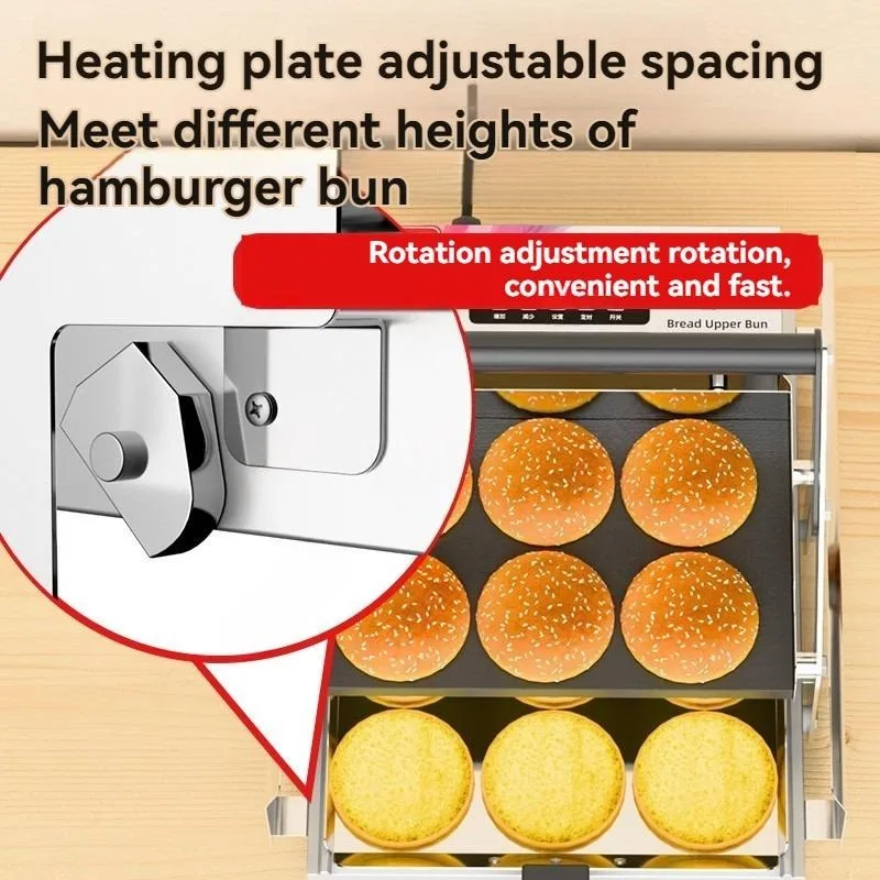 Toaster - เครื่องปิ้งเบอร์เกอร์อัตโนมัติสองชั้นแบบเชิงพาณิชย์ เครื่องปิ้งขนมปังไฟฟ้าขนาดเล็ก สำหรับร้านเบอร์เกอร์และร้านอาหาร