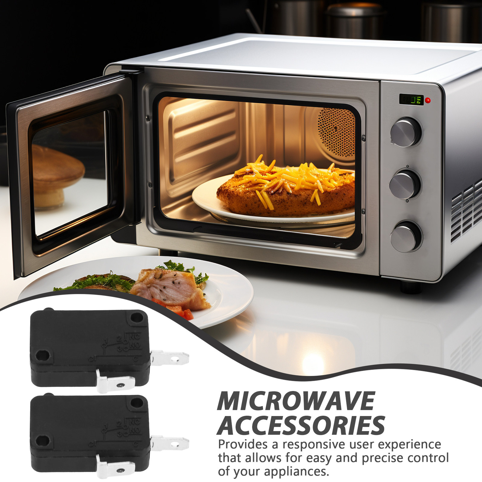 Microwave Oven - 2 ชิ้น ไมโครสวิตช์ ปกติเปิด ใช้ได้ทั่วไป สำหรับเปลี่ยนสวิตช์จำกัดประตูไมโครเวฟ