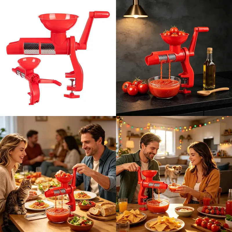 Juicer - เครื่องคั้นน้ำมะเขือเทศแบบมือหมุน เครื่องเตรียมอาหาร อุปกรณ์ครัว พร้อมตัวกรอง สำหรับทำซอส น้ำผลไม้