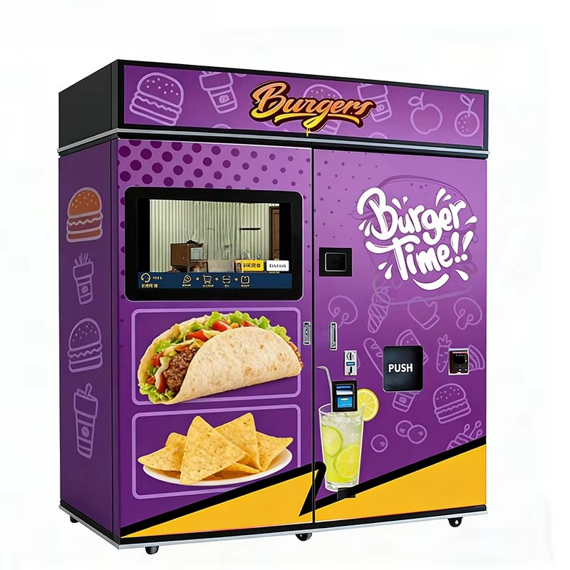 Microwave Oven - ตู้ขายอาหารจานด่วนแบบปรับแต่งได้ พร้อมเตาไมโครเวฟ รองรับ SDK สำหรับขายแฮมเบอร์เกอร์ อาหารเช้า