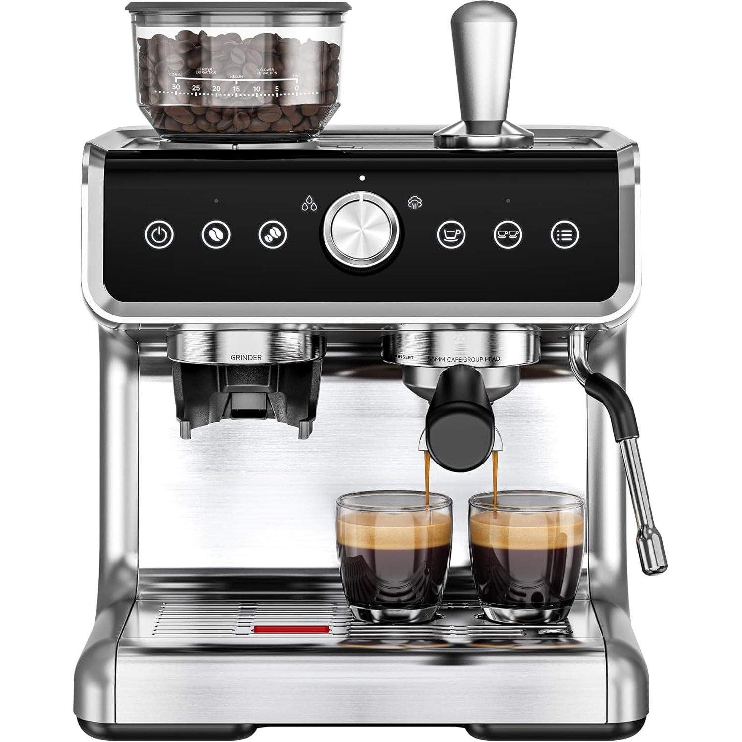 Coffee Maker - เครื่องชงกาแฟเอสเพรสโซ่ไฟฟ้า EUHOMY พร้อมเครื่องบดในตัว แรงดัน 20 บาร์