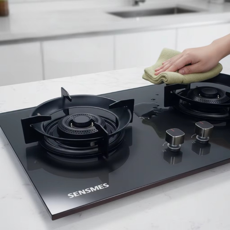Kitchen Appliances In - เตาแก๊สแบบฝัง 2 หัวเตา พร้อมแผงกระจกนิรภัยสีดำ อุปกรณ์ทำอาหารในครัว ใช้ได้ทั้งแก๊ส
