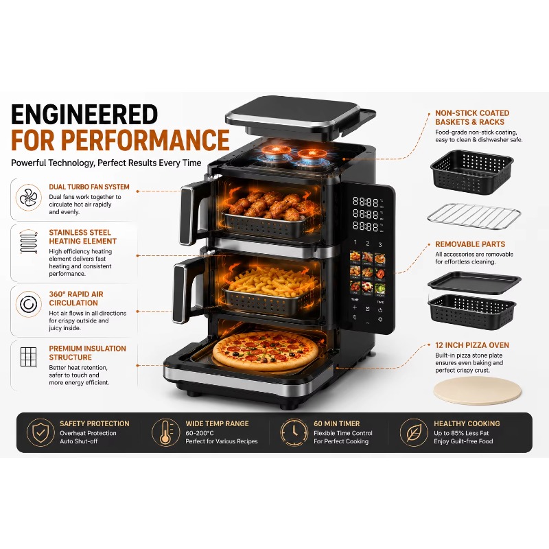 หม้อทอดไร้น้ำมันไฟฟ้า ฟังก์ชัน - Air Fryer บทวิจารณ์และราคา