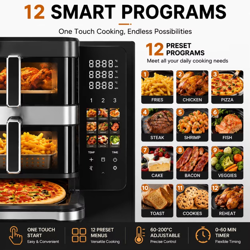หม้อทอดไร้น้ำมันไฟฟ้า ฟังก์ชัน - Air Fryer บทวิจารณ์และราคา