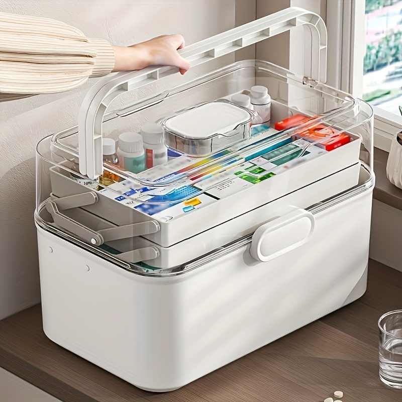 กล่องเก็บยาฝาใสความจุขนาดใหญ่/ - Kitchen Appliances Cabinet บทวิจารณ์และราคา