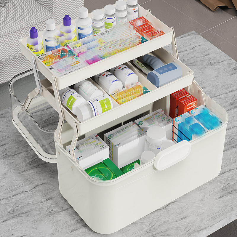 กล่องเก็บยาฝาใสความจุขนาดใหญ่/ - Kitchen Appliances Cabinet บทวิจารณ์และราคา